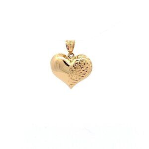 18K Yellow Gold Pendant Puffed Heart 1.53 grams